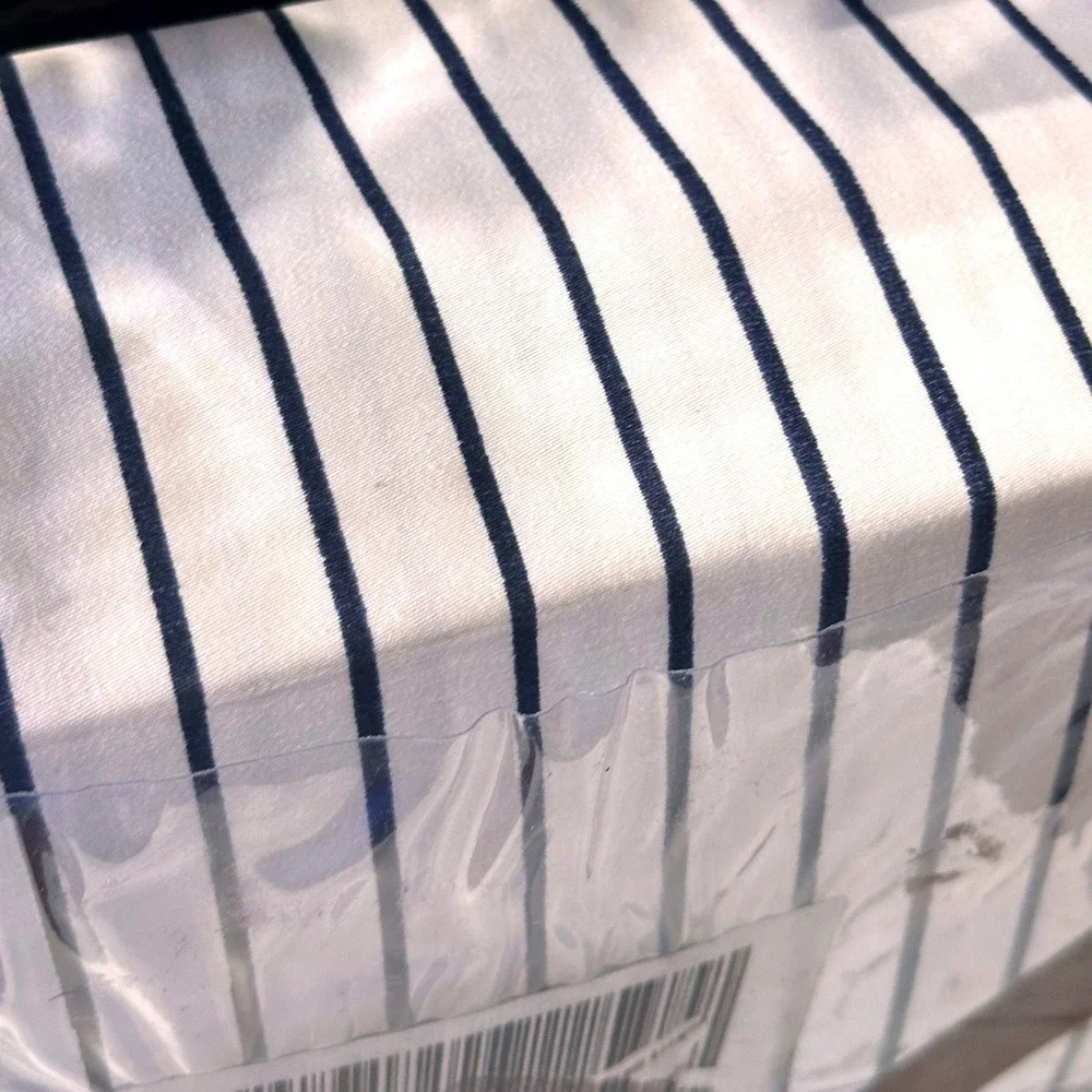 Ralph Lauren Spencer Stripe King Sheet Set Navy White NWT Sateen 100%‎ Cotton